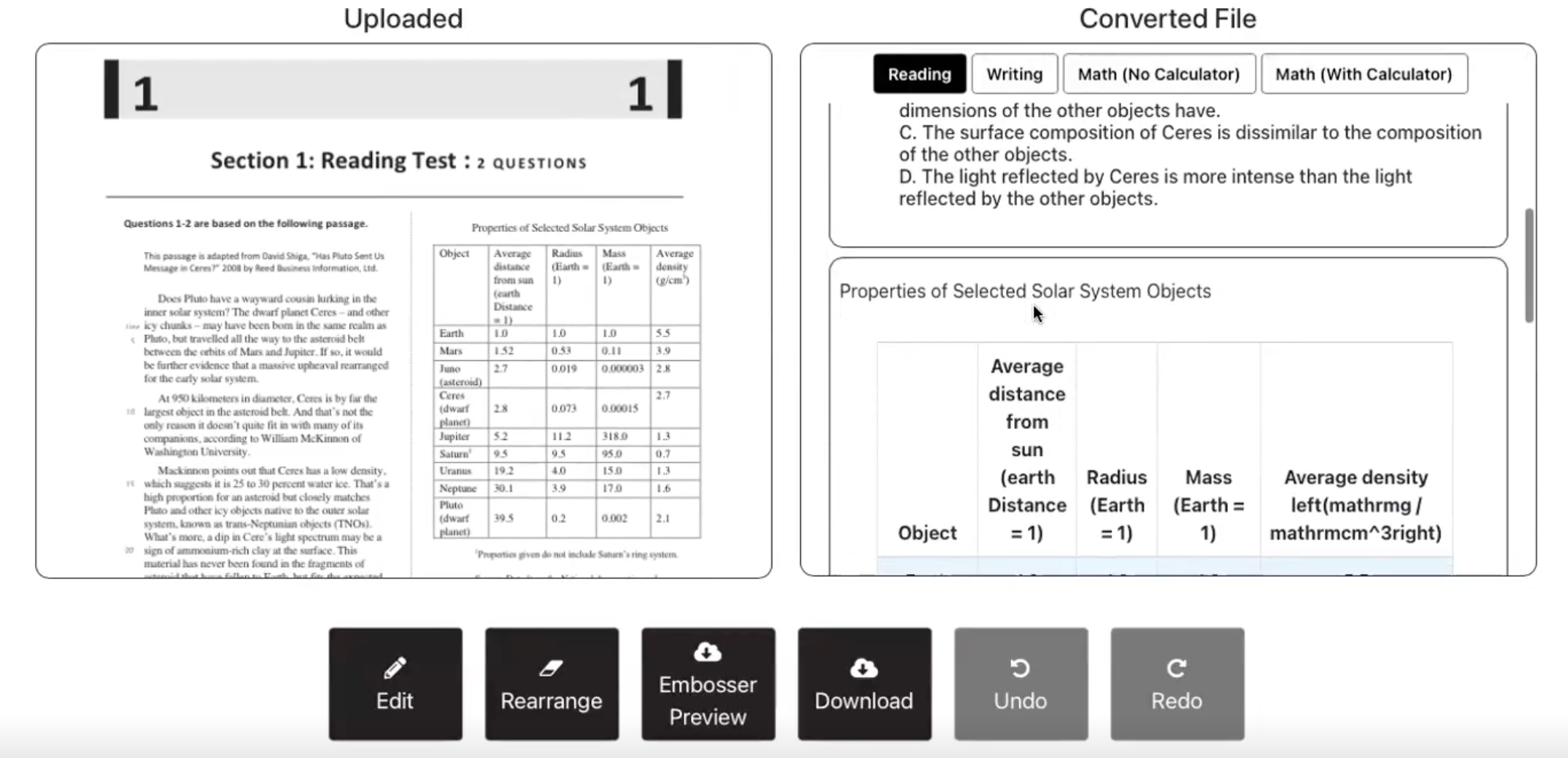 Content preview and editing page